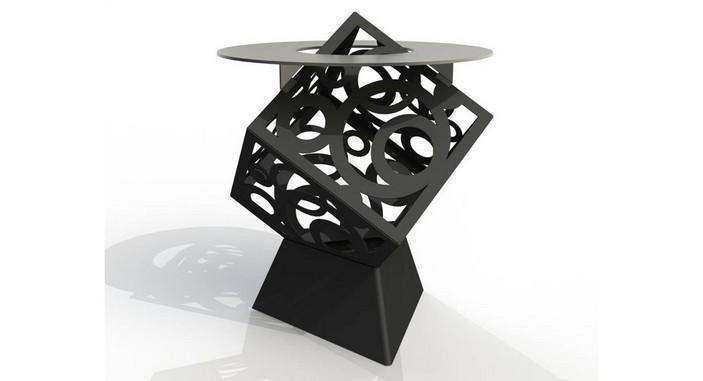 Rendu 3D du brasero 4D Cube conçu par S&MA