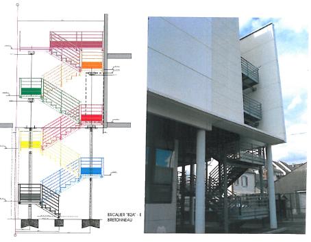 Plan et réalisation d'un escalier métallique extérieur sur un bâtiment